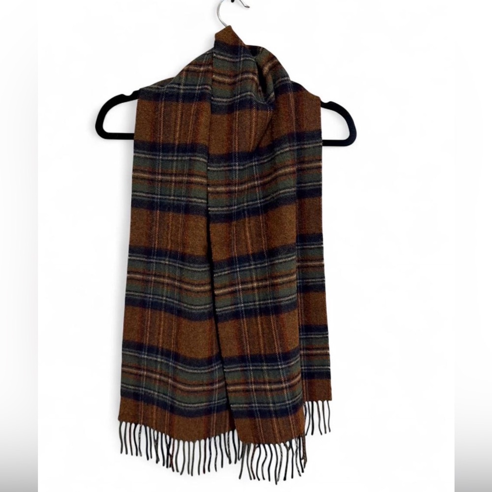 Vintage Mulberry Wool Scarf – Wool, Unisex, Deep Greens & Blues